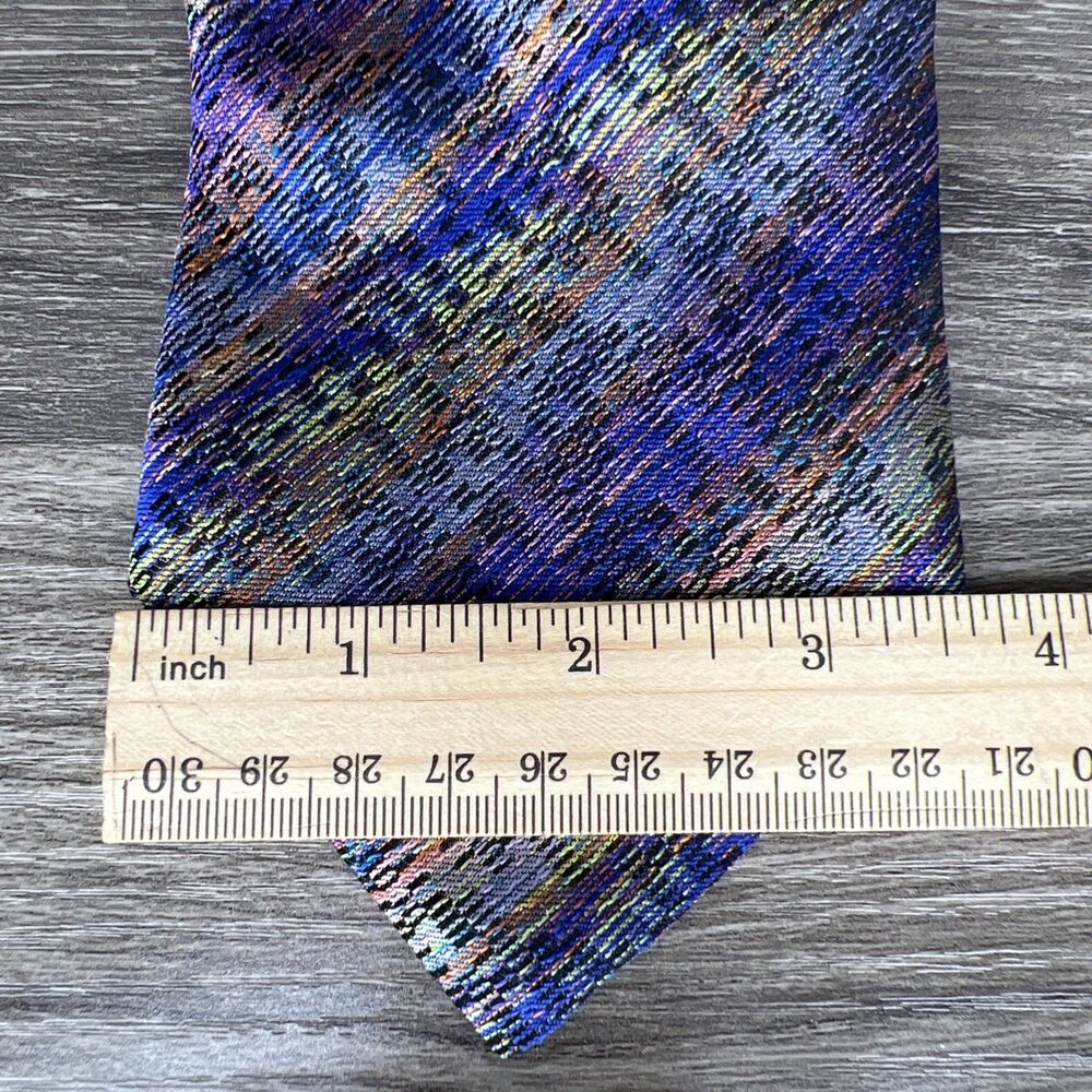 Missoni Cravatte Tie Multicolor Wavy Stripe 100% Silk Italy 57” x 3.5" Designer - Picture 5 of 6